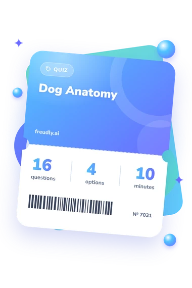 Dog Anatomy Quiz: test ticket with numbers
