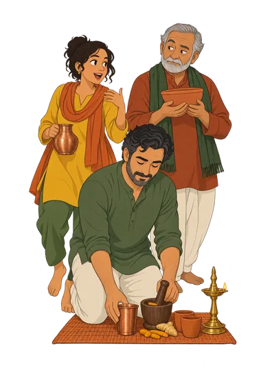 Quiz de doshas ayurvédicos (vata–pitta–kapha) ilustración