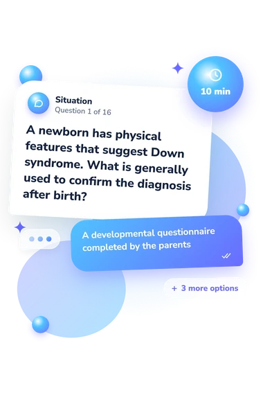 Down Syndrome Quiz: situation and reply bubbles