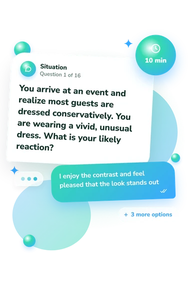Dress Quiz: situation and reply bubbles