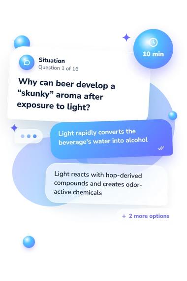 Drink Quiz: situation and reply bubbles