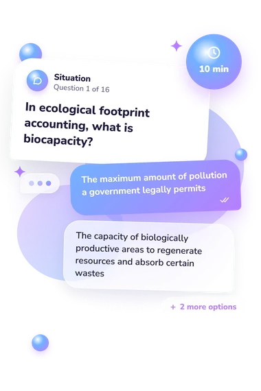 Ecological Footprint Quiz: situation and reply bubbles