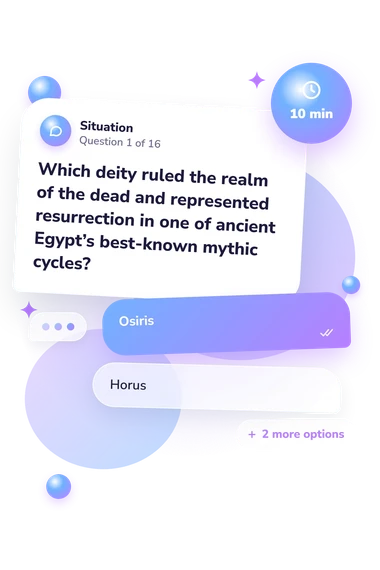 Egyptian Mythology Quiz: situation and reply bubbles