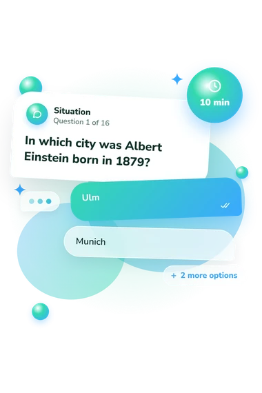 Einstein Quiz: situation and reply bubbles