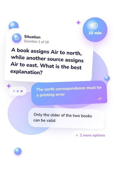 Elemental Witch Quiz: situation and reply bubbles