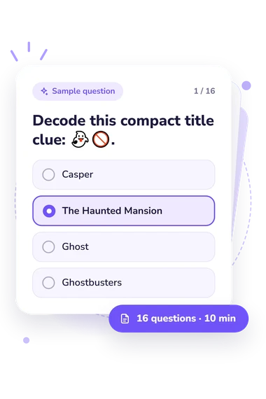 Emoji Movie Quiz: answers to choose from Emoji Movie Quiz: sample question card