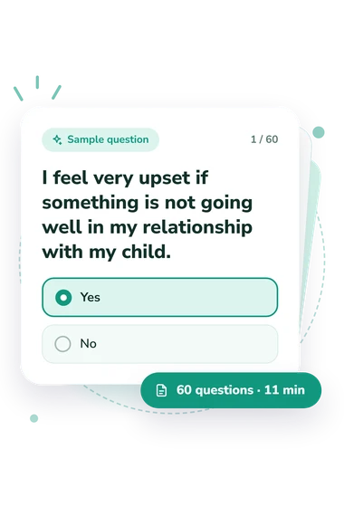 Maternal Emotional Burnout Questionnaire: answers to choose from Maternal Emotional Burnout Questionnaire Test: sample question card