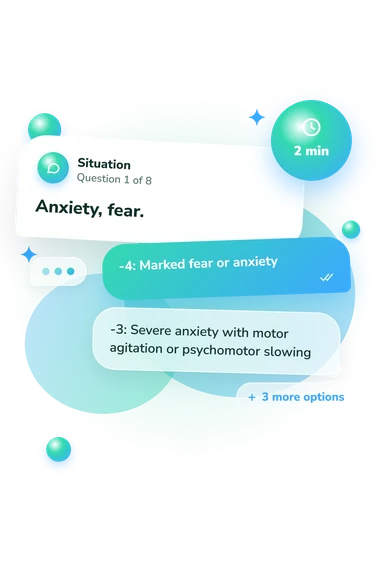 Emotional State Scale Test: situation and reply bubbles