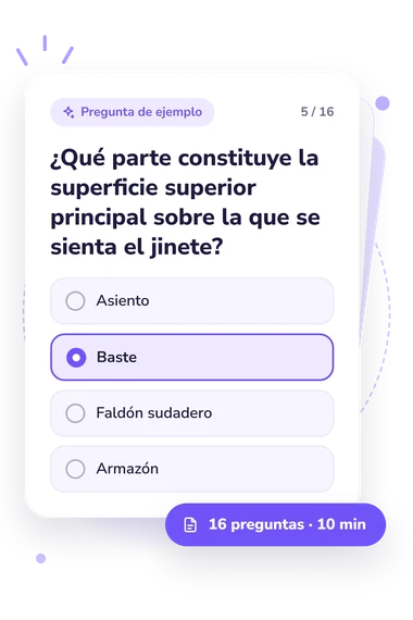Test cuestionario sobre las partes: pregunta y respuestas Test cuestionario sobre las partes: tarjeta con pregunta