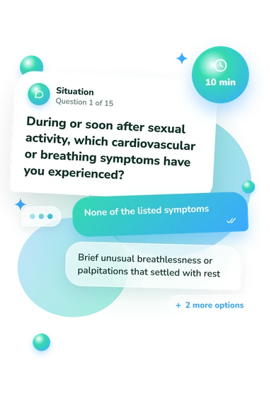 Erectile Dysfunction Quiz: situation and reply bubbles