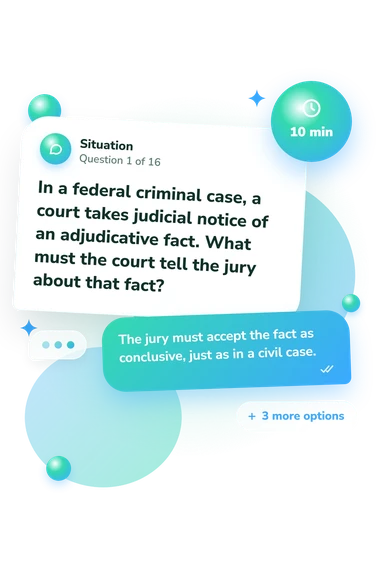 Evidence Law Quiz: situation and reply bubbles