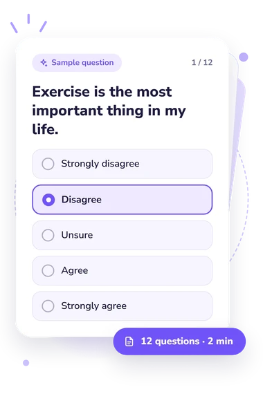 Exercise Addiction Inventory (EAI) Test: sample question card