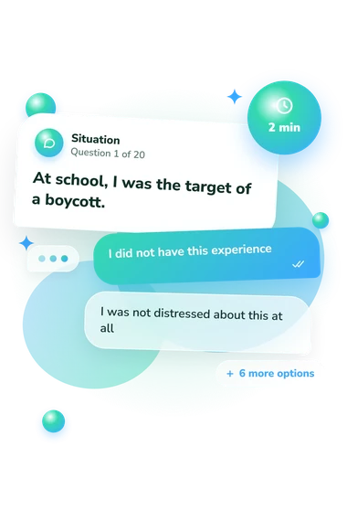 Social Exclusion Experience Scale: what would you do Social Exclusion Experience Scale: situation and reply bubbles