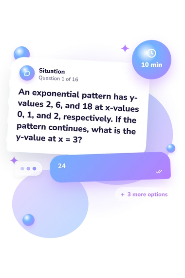 Exponential Functions Quiz: situation and reply bubbles