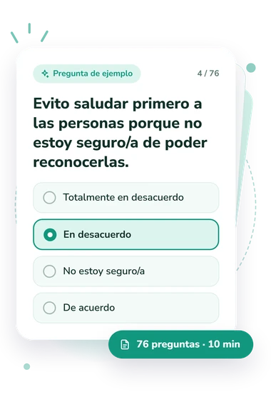 Test de ceguera facial (prosopagnosia): pregunta y respuestas Test de ceguera facial (prosopagnosia): tarjeta con pregunta