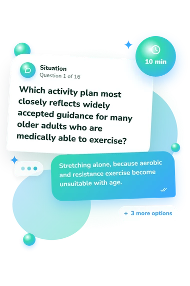 Facts on Aging Quiz: situation and reply bubbles