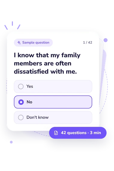 Family Anxiety Analysis Test: sample question card