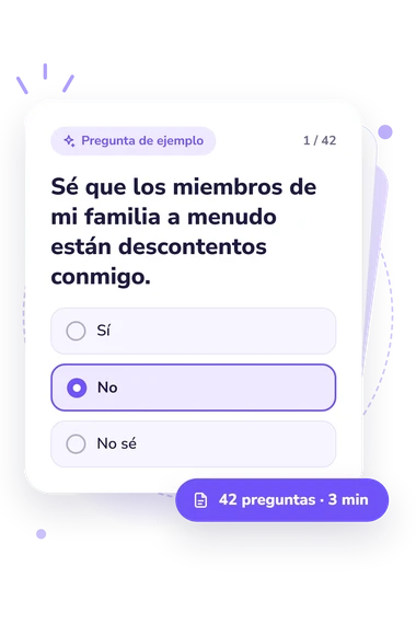 Test análisis de la ansiedad: pregunta y respuestas Test análisis de la ansiedad: tarjeta con pregunta