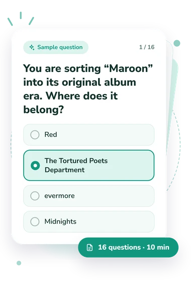 Favorite Taylor Swift Album: answers to choose from Favorite Taylor Swift Album Quiz: sample question card