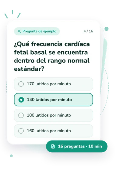 Test cuestionario de práctica: tarjeta con pregunta