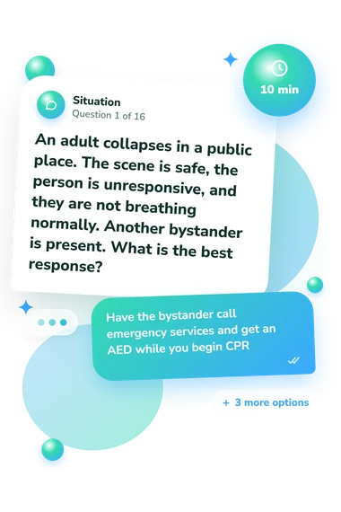 First Aid Quiz: what would you do First Aid Quiz: situation and reply bubbles