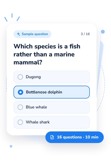 Fish Quiz: answers to choose from Fish Quiz: sample question card