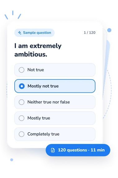 Five-Factor Narcissism Inventory–Short Form (FFNI-SF): sample question card