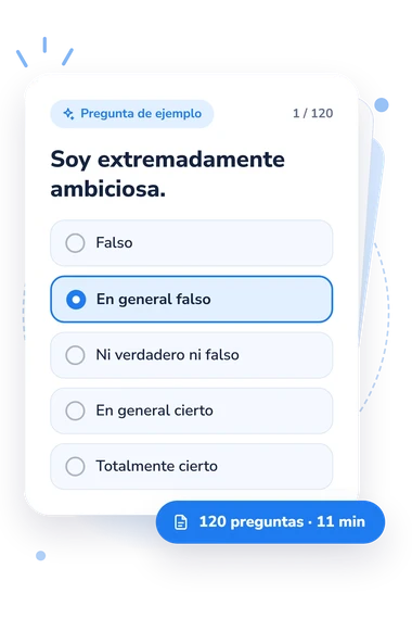 Test cuestionario de narcisismo: tarjeta con pregunta