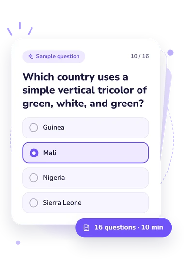 Flags of Africa Quiz: sample question card