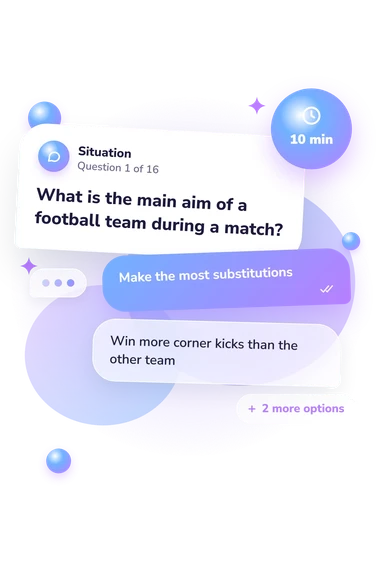 Football Quiz for Kids: situation and reply bubbles