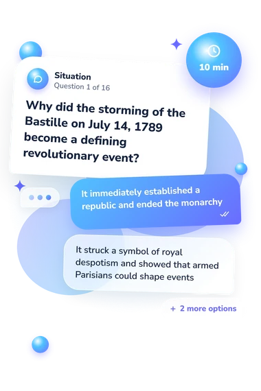 French Revolution Quiz: situation and reply bubbles