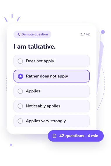 Fundamental Personality Traits Test: sample question card