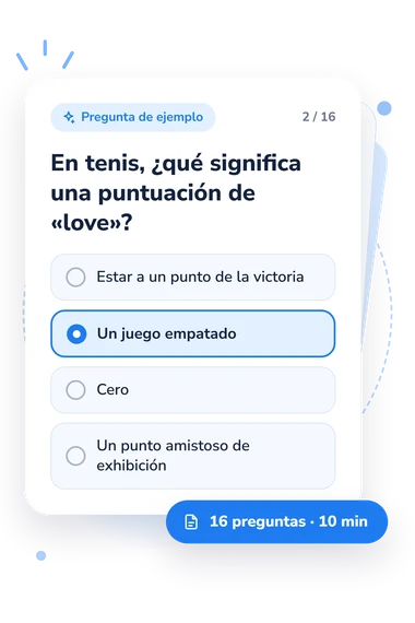 Quiz divertido sobre deportes: tarjeta con pregunta