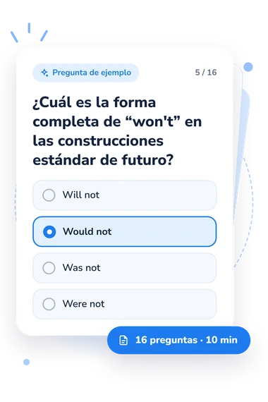 Test cuestionario sobre el futuro: tarjeta con pregunta