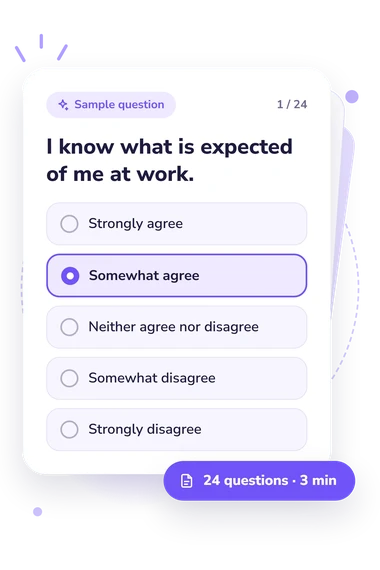 Gallup Q12 Employee Engagement Survey: sample question card