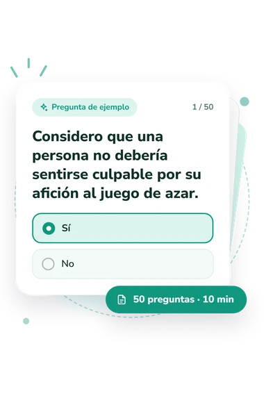 Test cuestionario sobre la dependencia: pregunta y respuestas Test cuestionario sobre la dependencia: tarjeta con pregunta