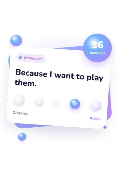 Gaming Motivation Scale (GAMS) Test: agreement scale card