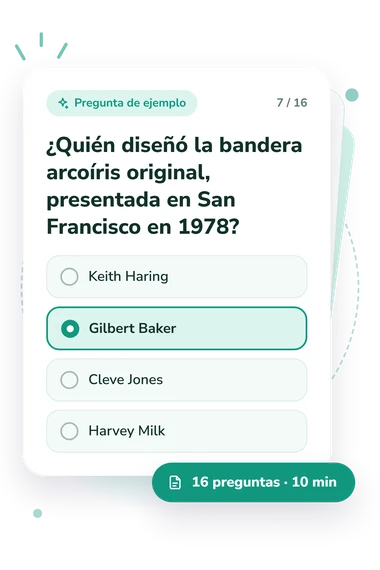 Test cuestionario sobre cultura gay: tarjeta con pregunta