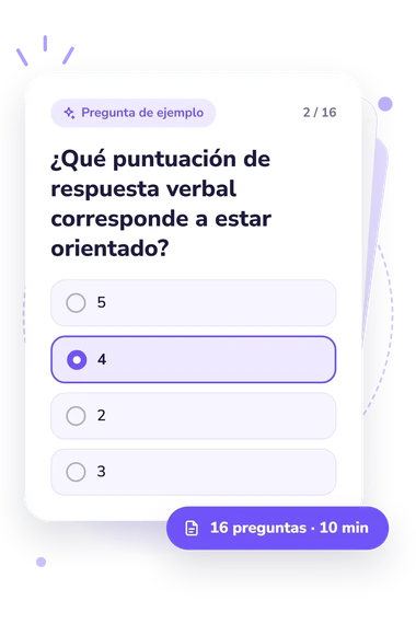 Test cuestionario sobre la GCS: pregunta y respuestas Test cuestionario sobre la GCS: tarjeta con pregunta