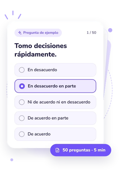 Test estilos generales de toma: pregunta y respuestas Test estilos generales de toma: tarjeta con pregunta