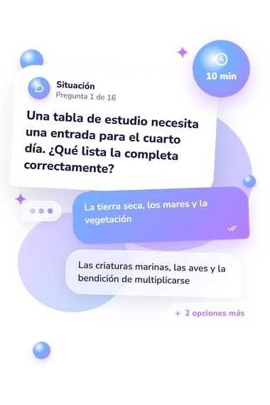 Test cuestionario sobre Génesis 1: situación y respuestas