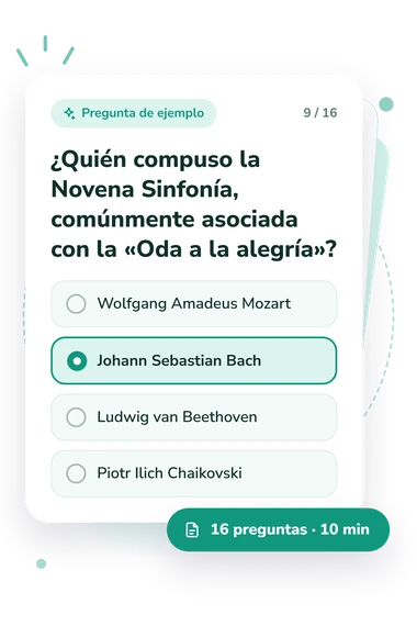 Quiz de genios: tarjeta con pregunta
