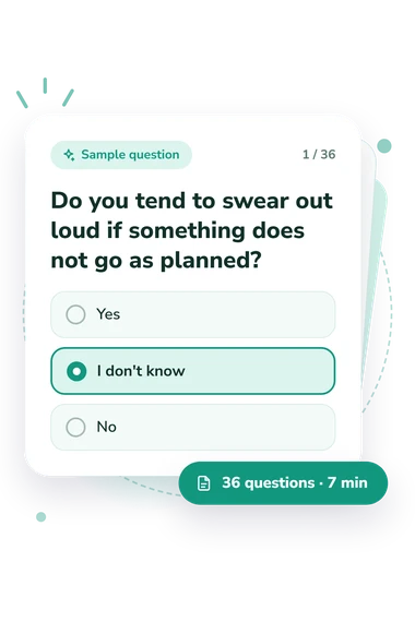 Gray-Wilson Personality Questionnaire (GWPQ): answers to choose from Gray-Wilson Personality Questionnaire (GWPQ) Test: sample question card