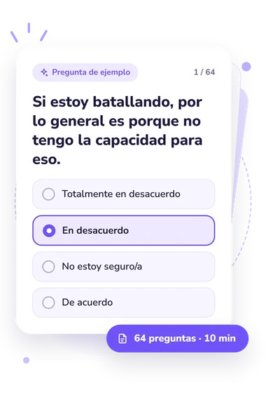 Quiz de mentalidad de crecimiento: tarjeta con pregunta