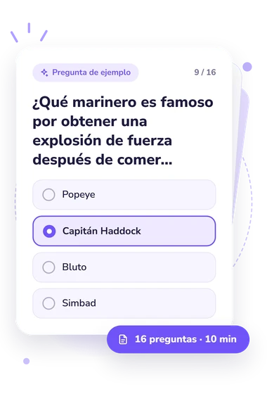 Test cuestionario: Adivina el personaje: tarjeta con pregunta