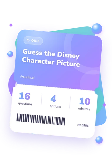 Guess the Disney Character: questions, options and minutes Guess the Disney Character: test ticket with numbers