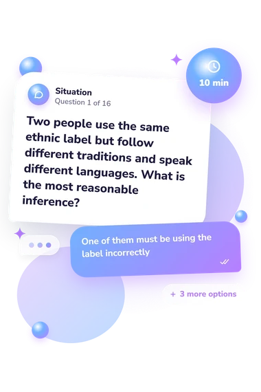 Guess the Ethnicity Quiz: situation and reply bubbles
