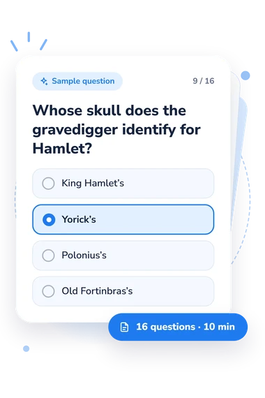 Hamlet Act 5 Quiz: answers to choose from Hamlet Act 5 Quiz: sample question card