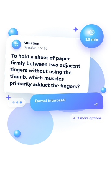 Hand Muscles Quiz: situation and reply bubbles