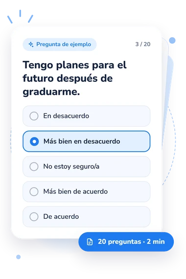 Test cuestionario de apatía juvenil: pregunta y respuestas Test cuestionario de apatía juvenil: tarjeta con pregunta